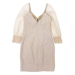 【AngelR / エンジェルアール】バストメッシュビジューシースルーロングスリーブタイトミニドレス キャバドレスの画像
