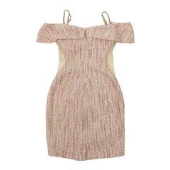 【AngelR / エンジェルアール】バストフラワーレーススパンコールパールビジューツイードオフショルダータイトミニドレス キャバドレスの画像