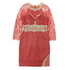 【AngelR / エンジェルアール】デコルテウエストスパンコールビジューロングスリーブミニドレス キャバドレスの画像