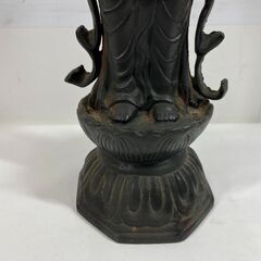 金属製 観音菩薩像 立像 仏像 インテリア オブジェ 時代物 幅15cm×奥行15cm×高さ66cmの画像