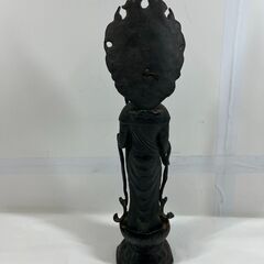 金属製 観音菩薩像 立像 仏像 インテリア オブジェ 時代物 幅15cm×奥行15cm×高さ66cmの画像