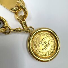 NR85　br6468tm　【CHANEL】チェーンベルト31　コイントップ付き　GP×レザー　ゴールド×ブラック　78.5cmの画像