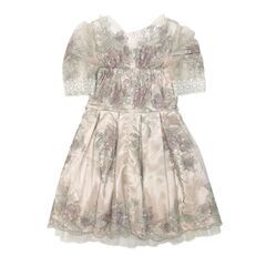 【ROBE de FLEURS / ローブドフルール】フラワー刺繍レース×ラグジュアリーフレアミニキャバドレスの画像