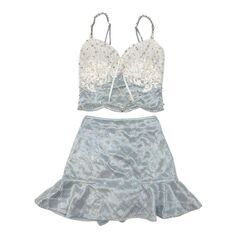 【ROBE de FLEURS / ローブドフルール】スパンコール×刺繍レースセットアップキャミキャバドレスの画像