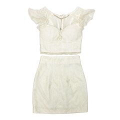 【ROBE de FLEURS / ローブドフルール】レース×バストチャームセットアップミニキャバドレスの画像