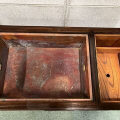 木製 火鉢 長火鉢 茶道具 昭和レトロ アンティーク 引出 幅73cm×奥行41cm×高さ33cmの画像