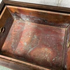 木製 火鉢 長火鉢 茶道具 昭和レトロ アンティーク 引出 幅73cm×奥行41cm×高さ33cmの画像
