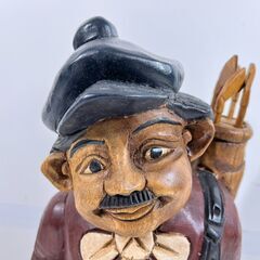 木製 木彫り 置物 ゴルフ 男性 インテリア オブジェ 幅24cm×奥行21cm×高さ51cm の画像