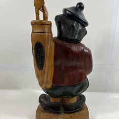 木製 木彫り 置物 ゴルフ 男性 インテリア オブジェ 幅24cm×奥行21cm×高さ51cm の画像