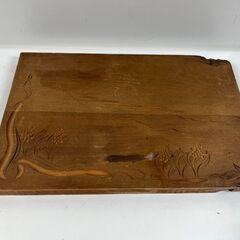 木彫り クマ 熊 鮭 民芸品 インテリア オブジェ 幅40cm×奥行20cm×高さ22cm の画像