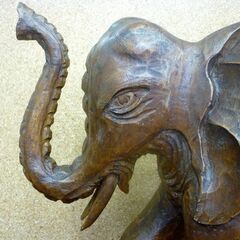 ☆木彫り 象の置物 ゾウ オブジェ 全長487mm 奥行227mm 高さ315mm 重さ約6.7Kg アジアゾウ アフリカゾウ 民芸品 札幌市 豊平区 平岸店の画像