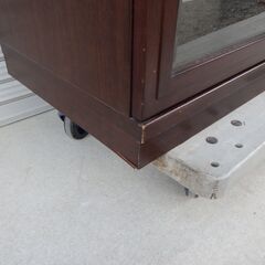 昭和 レトロ アンティーク キャビネット 書棚 棚 木製 飾り棚 ガラス 家具 本棚 ブックシェルフ 併売の画像