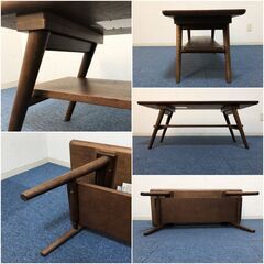 センターテーブル CT SABLE DBR 棚付き 天然木タモ材 カフェ風テーブル NITORI CT セーブル 長方形幅100cmリビングテーブルの画像