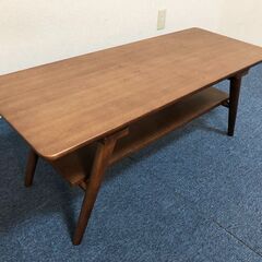 センターテーブル CT SABLE DBR 棚付き 天然木タモ材 カフェ風テーブル NITORI CT セーブル 長方形幅100cmリビングテーブルの画像