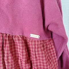 👧130cmキムラタン*n.o.u.sのペプラムトップス&イオンの赤チェックキュロットパンツ&イオンのオーガニックコットンスパッツ3点set!!美品の画像