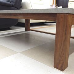 日美 ノンベコタツテーブル モルタル ウォールナット 120×80 ライトグレー モルタルこたつ 札幌市清田区の画像