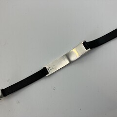 GUCCI ブレスレット SV925 × ブラックラバー　腕周り約17cm　ユニセックス　シルバー925の画像
