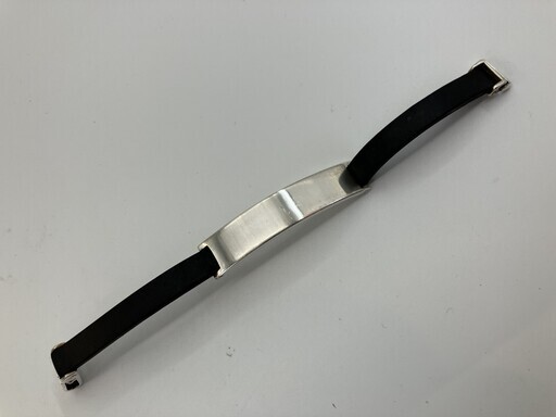 着画あり　GUCCI ブレスレット SV925 × ブラックラバー　腕周り約17cm　ユニセックス　シルバー925