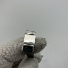 GUCCI ブレスレット SV925 × ブラックラバー　腕周り約17cm　ユニセックス　シルバー925の画像