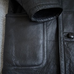 本革ランチコート/ 黒/ヴィンテージ品の画像