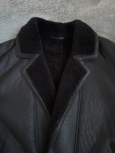 本革ランチコート/ 黒/ヴィンテージ品
