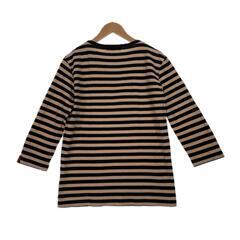 Ships jet blue シップスジェットブルー ボーダー 春夏 SS 七部丈Tシャツ コットン ベージュ レディース L【古着】【中古】の画像