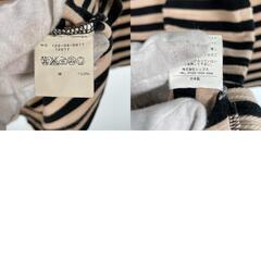 Ships jet blue シップスジェットブルー ボーダー 春夏 SS 七部丈Tシャツ コットン ベージュ レディース L【古着】【中古】の画像