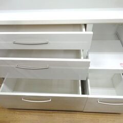 キッチンボード レンジボード 幅120㎝×奥行40㎝×高さ180㎝ ホワイト ニトリ コパン カップボード 食器棚 収納家具 西岡店の画像