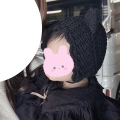 ●着画あり●黒い猫耳付ベビーボンネット 新生児〜生後半年頃サイズの画像