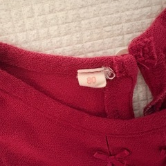 赤いフリル袖ワンピース 80cmの画像