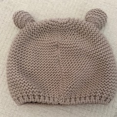 耳付きベージュ くま耳ニット帽 36~40cm アカチャンホンポの画像