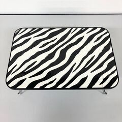 stp-3625　折りたたみ　ミニテーブル　45×30×20cm　ゼブラ柄　座卓　テーブル　コンパクト　白　黒　折れ脚　折りたたみテーブル　ローテーブル　折脚テーブル　台の画像