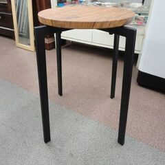 スタッキングスツール 円形 幅33.5×奥行33.5×高さ45cm サイドテーブル ヴィンテージ調 木製天板 スツール ミニテーブル 西岡店の画像