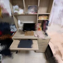 LOWYA パソコンデスク コンパクト 本棚付き キーボードスライダー 収納付き 木製の画像