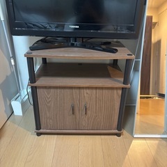 テレビ台 幅60×奥行39.5×高さ58cm ブラウン 木目調 TVラック 扉収納付きの画像
