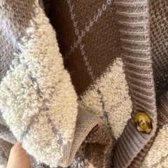 Earth music & ecology バーガンディ柄　カーディガン　グレーの画像