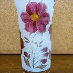 ☆Bohemian Glass 花瓶 フラワーベース 直径14.6cm 高さ25.5cm 金彩 花入れ 花器 花柄 チェコスロバキア整 ボヘミアングラス 札幌市 豊平区 平岸店の画像