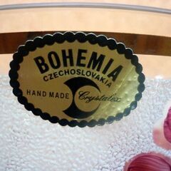 ☆Bohemian Glass 花瓶 フラワーベース 直径14.6cm 高さ25.5cm 金彩 花入れ 花器 花柄 チェコスロバキア整 ボヘミアングラス 札幌市 豊平区 平岸店の画像