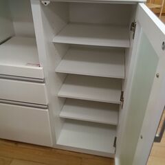 ★リユースのサカイつくば店★TK7556 ニトリ レンジ台 ホワイト H101×D50×W88 クリーニング済みの画像