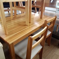 ★リユースのサカイつくば店★TK7557 IKEA ダイニングテーブルセット4人用 ナチュラル H73×D73×W119 クリーニング済みの画像