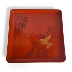 アンティーク　輪島塗　お膳　梅にうぐいす　沈金　１枚300円　の画像