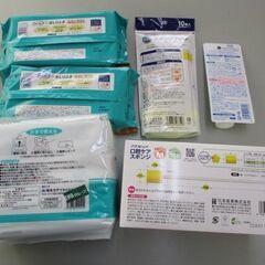 口腔ケアスポンジ６０本未開封　大人用おしりふき３８４枚未開封　口腔ケア用ジェルうるおいキープ未開封の画像