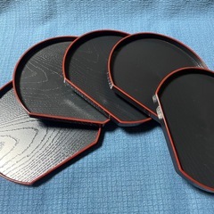 半月型お盆5枚セット　ひな祭り　お膳　お盆　ミニお盆　　飾り　茶托　正月の画像