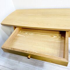 引出し付きテーブル MT-6351 幅95cm ナチュラル UV塗装 タモ突板 樺材 中古 実用家具 リビング・寝室・玄関 E0EZ0107の画像
