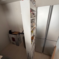 ぼん家具 隙間収納 14cm キッチンワゴン スリム キャスター付き すき間ラック ハイタイプ 冷蔵庫横 収納 キッチン 洗面所 省スペース ホワイトの画像