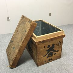 J7F2458 アンティーク お茶箱 茶箱 木箱 収納 ケース ボックス BOX 衣装 空箱 道具箱 ブリキ 昭和 レトロ ヴィンテージ 古物 当時 現状の画像