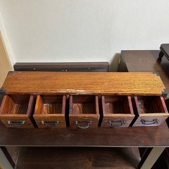 木製 アンティーク 卓上 一段小引き出しの画像