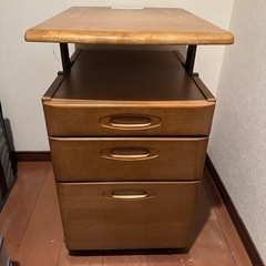 木製 デスクワゴン 引き出しの画像