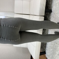 着画あり CELINE セリーヌ ニットタイツ レギンス グレー M-L ヒップ85-98 身長150-165 D-TK1200 試着モデル着用の画像