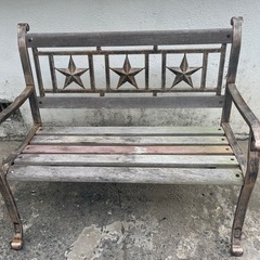 ★☆★アイアン×木製エクステリアガーデンチェア🌿屋外 ガーデンベンチ 二人掛け ガーデンチェアーパークベンチ 背もたれ付き アイアン おしゃれ お庭 テラス 🍉プロフ必読 の画像